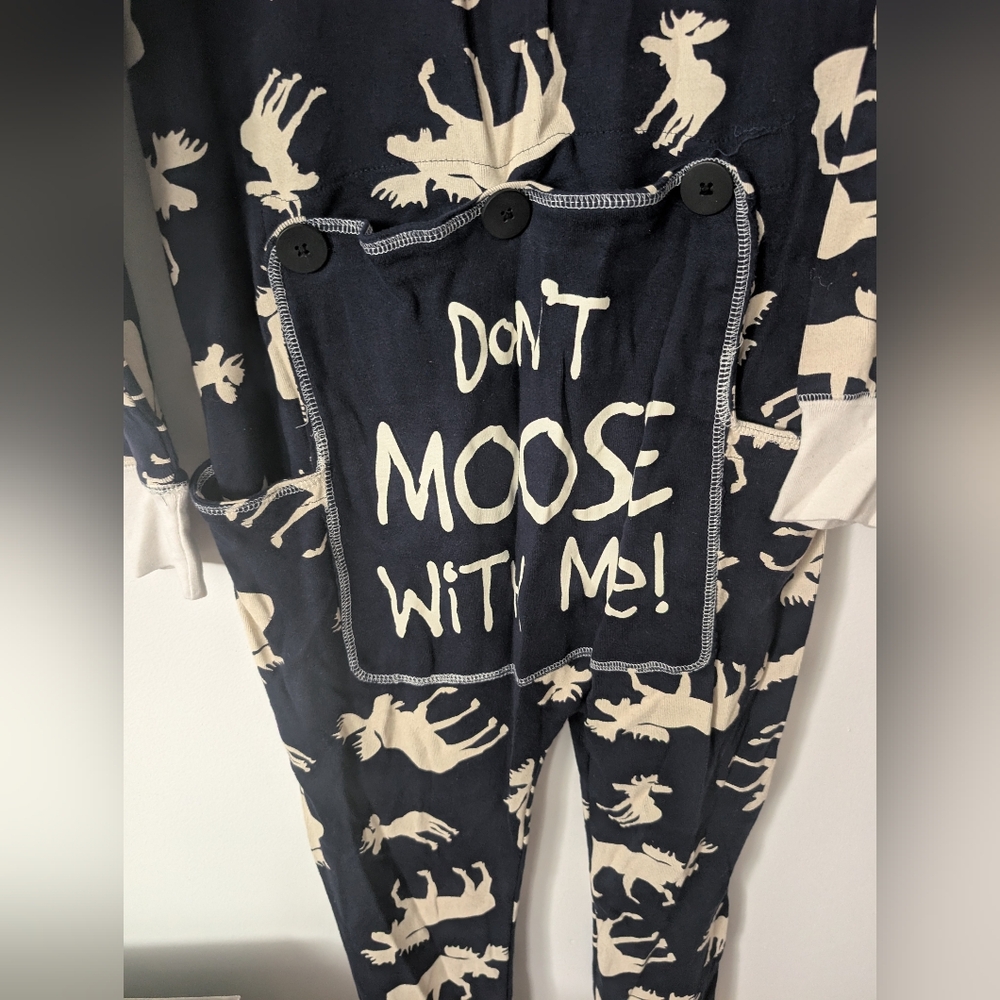 Lazy One Unisex Flapjack One Piece‎ Adult Pajamas Moose Print - Picture 6 of 7